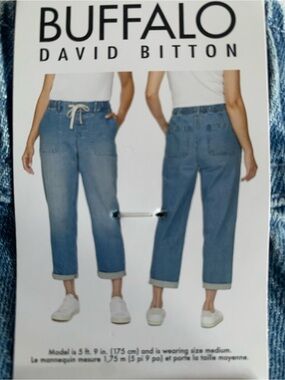 Buffalo David Bitton Women's Light Blue Cropped Denim Joggers